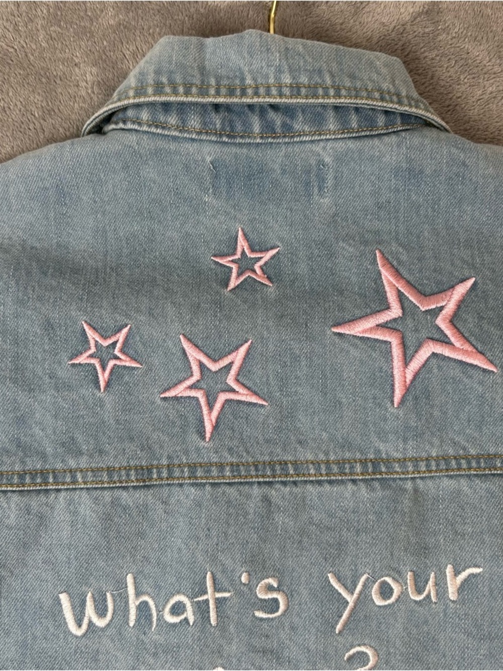 Ink Tee Jean Jacket Custom Embroidered Patchwork Color Blue Denim Women’s Size 4 - Picture 9 of 16